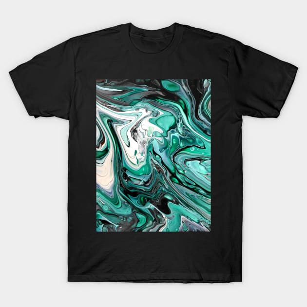 Mint Edge - Abstract Acrylic Pour T-Shirt by dnacademic